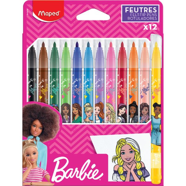 Флумастери 12 цвята Maped, Barbie