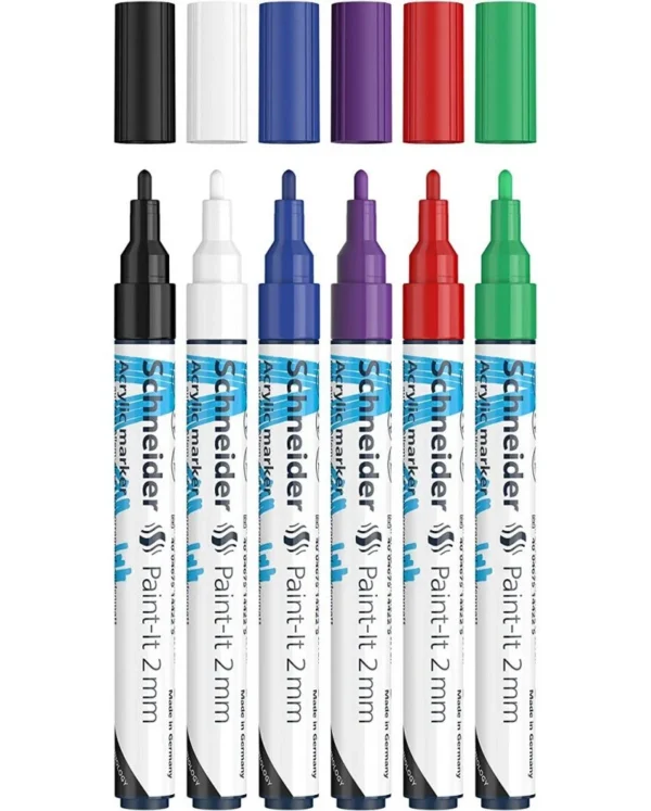 Акрилни маркери Schneider Paint-It 310, 2 mm, 6 цвята