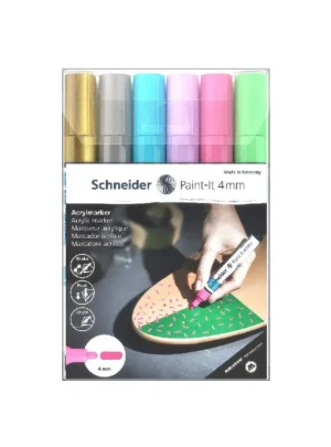 Акрилни маркери Schneider Paint-It 320, 4 mm, 6 цвята