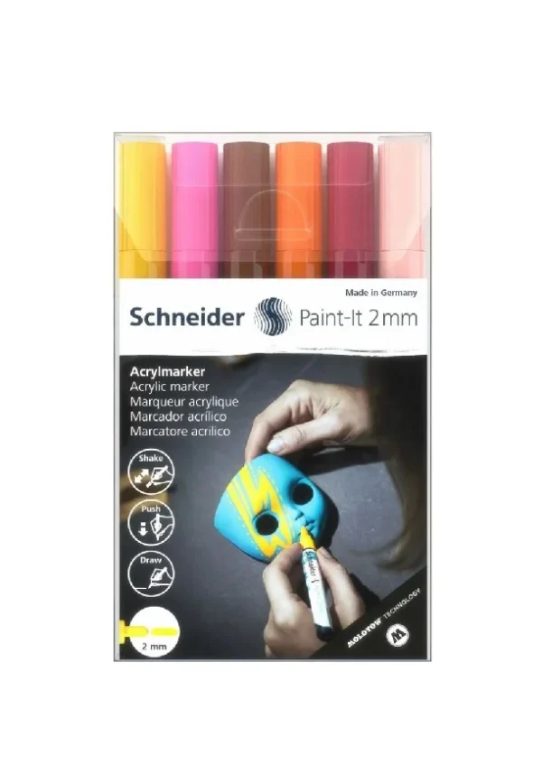 Акрилни маркери Schneider Paint-It 310, 2 mm, 6 топли цвята