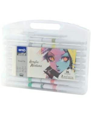 Акрилни маркери Spree Artist Round Tip, 36 цвята + 2 контурни