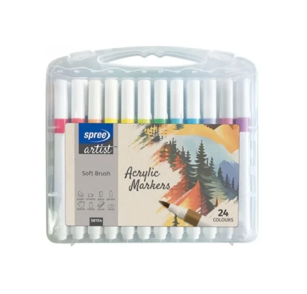 Акрилни маркери Spree Artist Soft Brush, 24 цвята