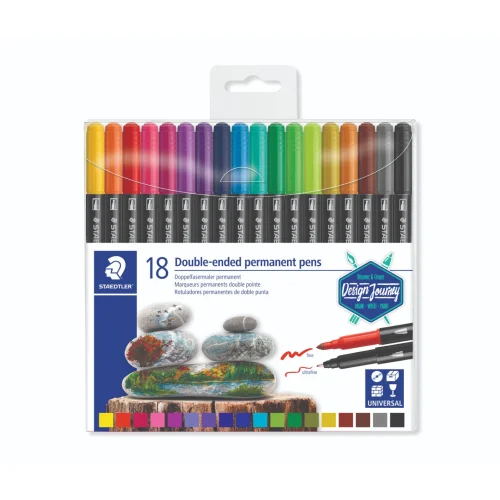 Двувърхи перманентни маркери Staedtler Design Journey, 18 цвята