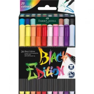 Комплект маркери с четка Faber-Castell Black edition - 20 цвята