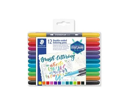 Двувърхи маркери Staedtler Brush Lettering, 12 цвята