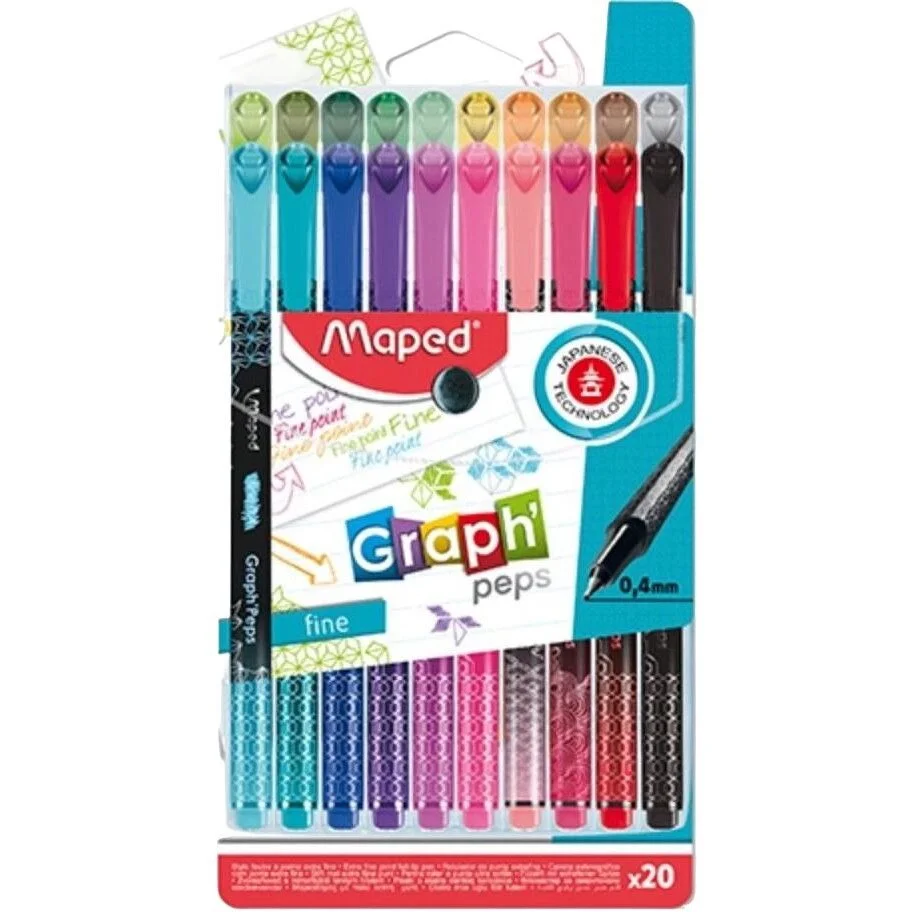 Тънкописци Maped Graph Peps Decorated, 20 цвята