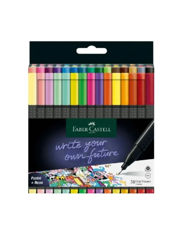 Комплект тънкописци Faber-Castell Grip - 0.4 mm - 30 цвята