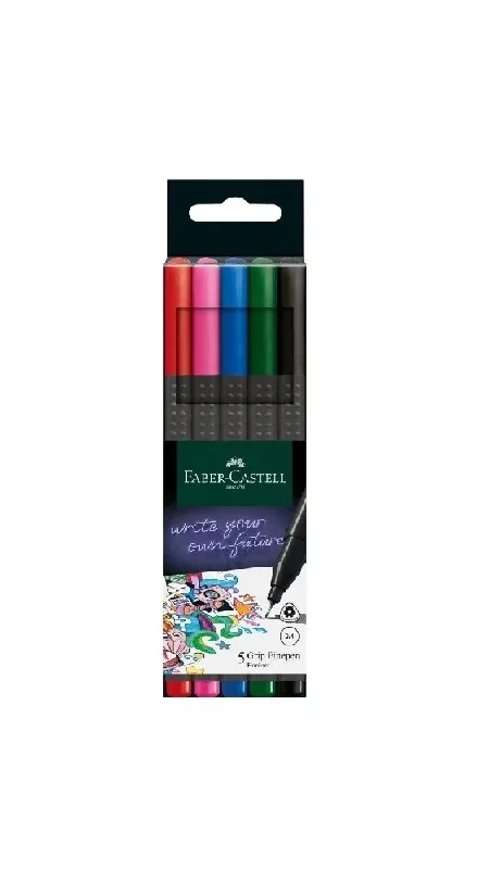 Комплект тънкописци Faber-Castell Grip - 0.4 mm - 5 цвята