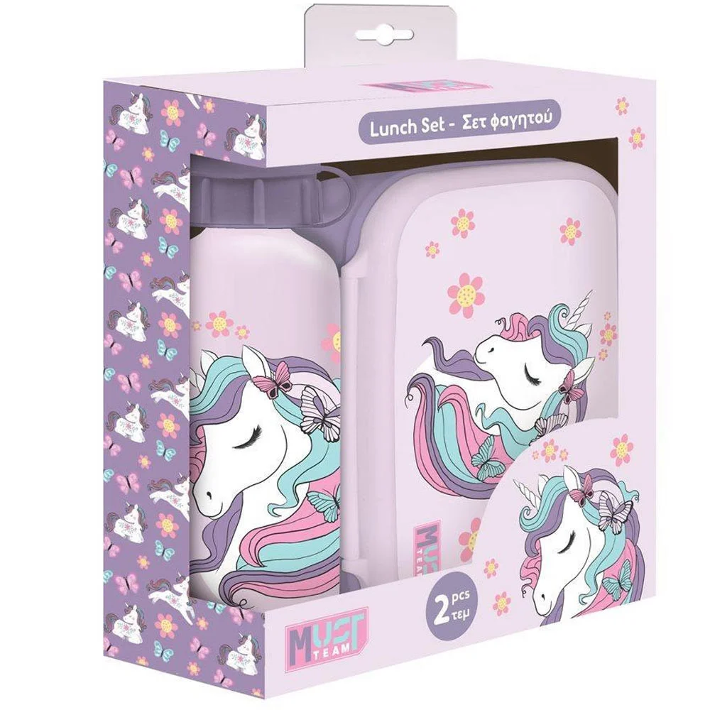 Комплект кутия за храна и бутилка Must, Lovely Unicorn