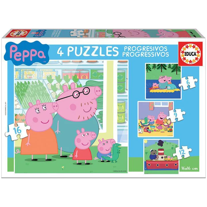 Комплект 4в1 пъзели Educa - Peppa pig