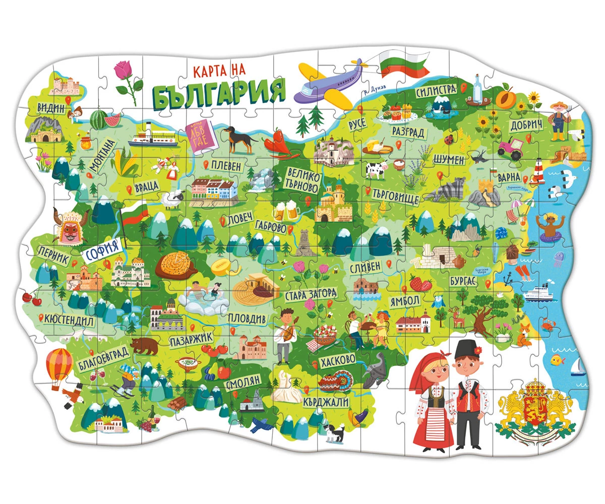 Пъзел Dodo 100 части - Карта на България 2 Пъзел Dodo 100 елемента - Карта на България