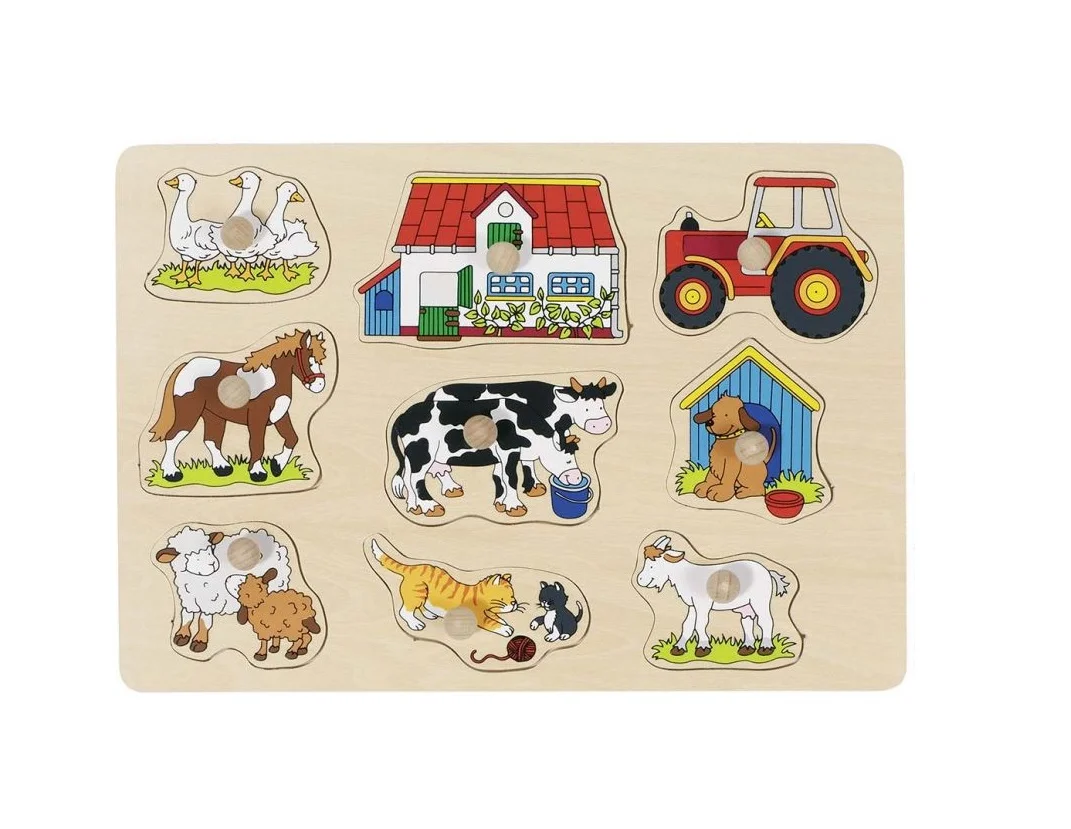 Пъзел с дръжки Goki - Ферма