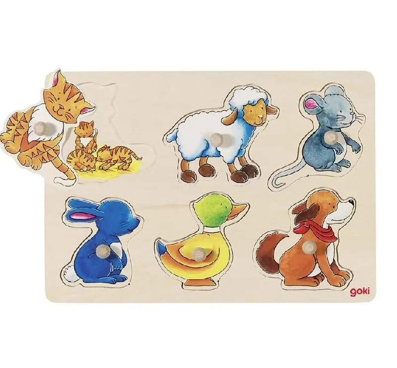 Пъзел с дръжки и скрити картинки Goki - Майка и дете