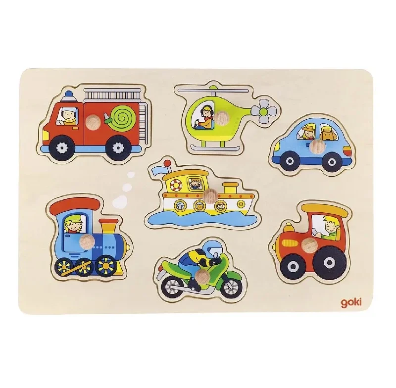 Пъзел с дръжки Goki - Превозни средства