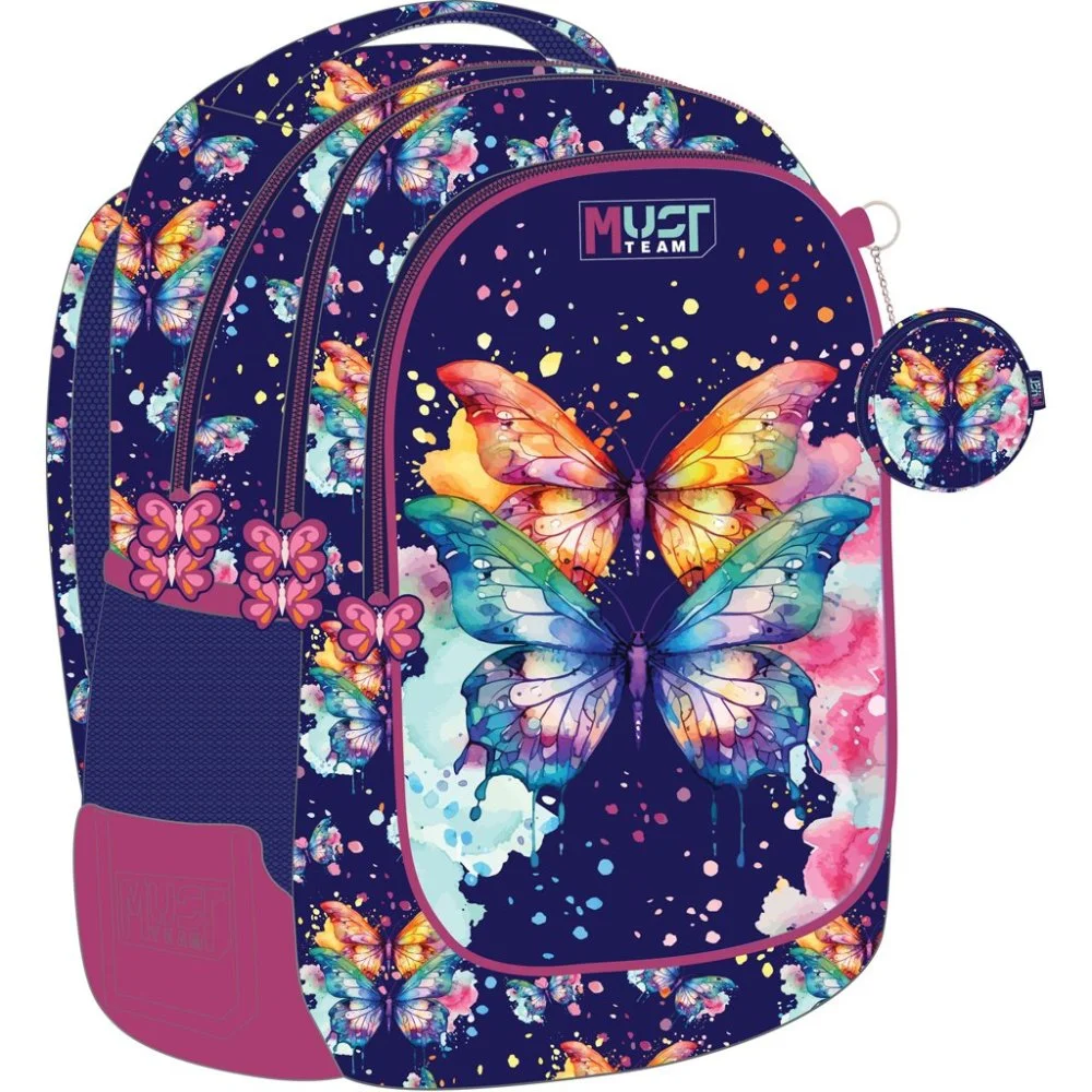 Ученическа раница Must - 3 отделения - Butterfly