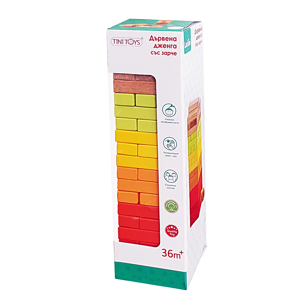 Дървена игра Дженга със зарче