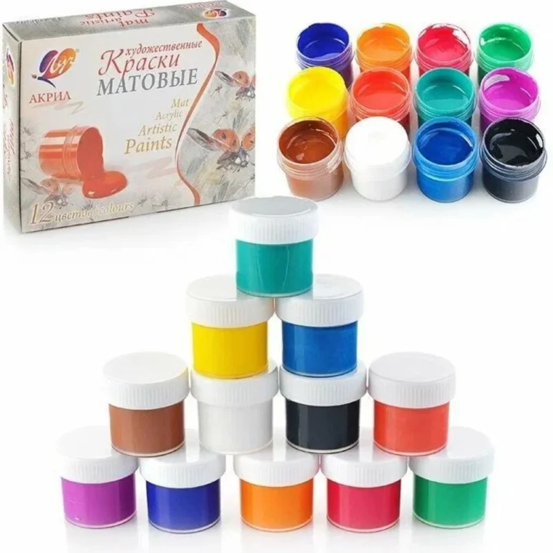 Акрилни бои Луч матови- 12 цвята
