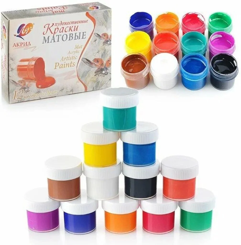 Акрилни бои Луч матови- 12 цвята