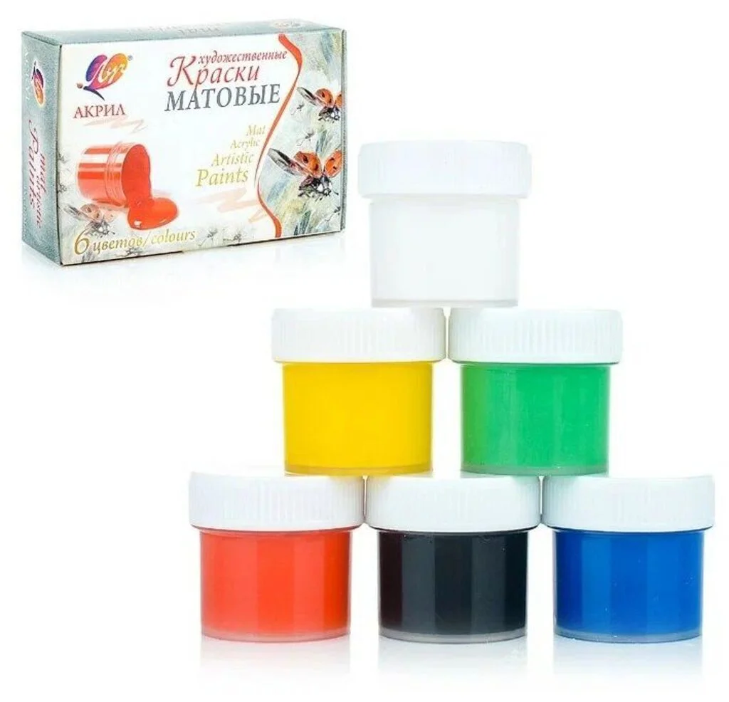 Акрилни бои Луч матови- 6 цвята