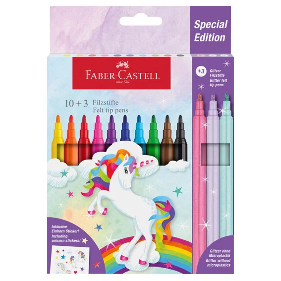 Флумастери Faber-Castell Еднорог, 10+3 цвята