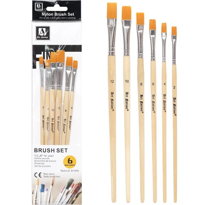 Четки за рисуване 6 бр. плоски