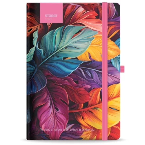 Бележник с ластик A5 Street, 96 листа, твърда корица, Petal