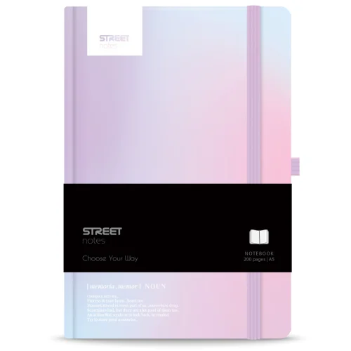 Бележник с ластик A5 Street, 96 листа, твърда корица, Memories