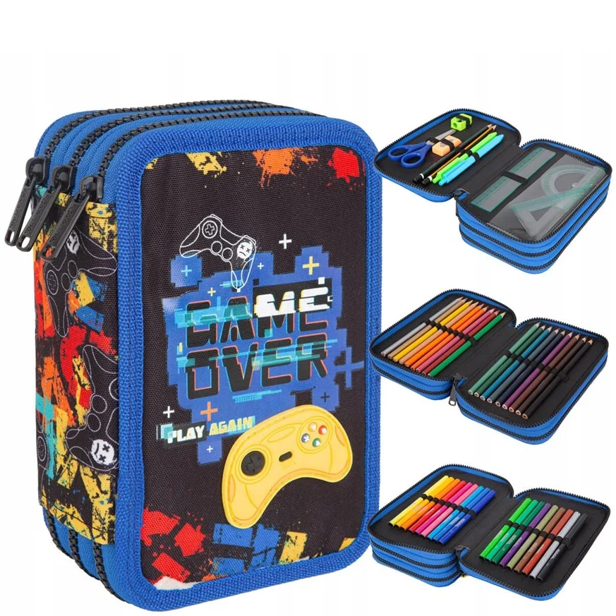 Ученически несесер с пособия - Colorino - 3 ципа - Game over